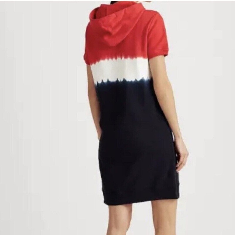 Lauren Ralph Lauren Hoodie Dress NWOT SZ LGE Red White Navy Blue Tie Dye Sporty - Picture 2 of 16